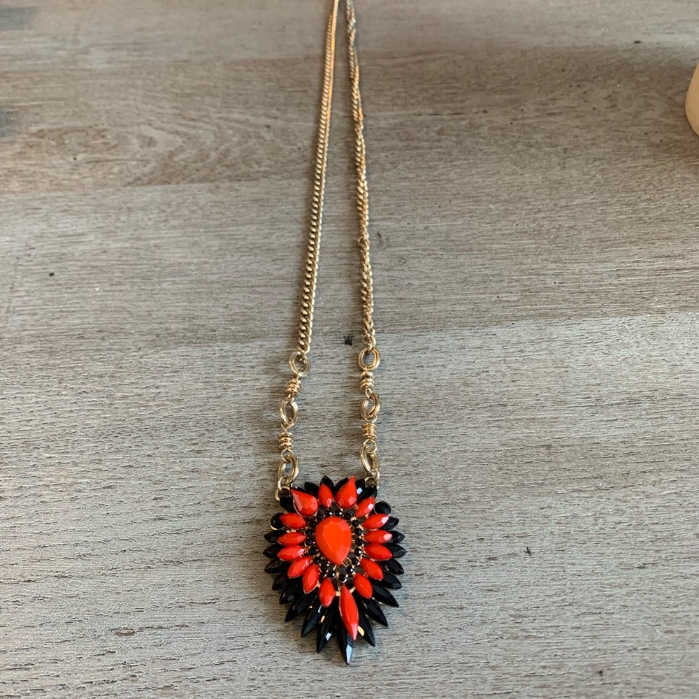 BOGO Beautiful Black & Red Necklace w/ Gold Chain
